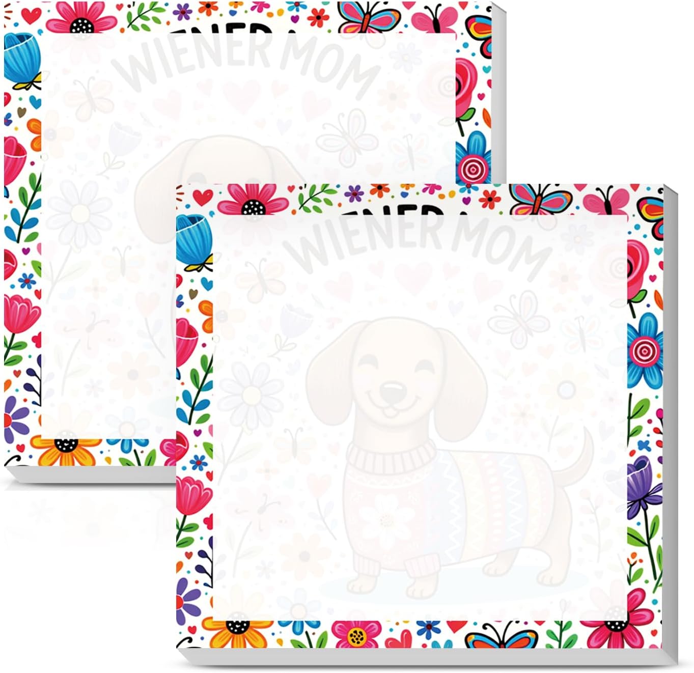 Sticky Notes 3x3 Inches, Cute Self-Stick Notes Bright Funny Sticky Note, Easy to Post for Home, Office, Notebook Cute Colorful Dog Flower