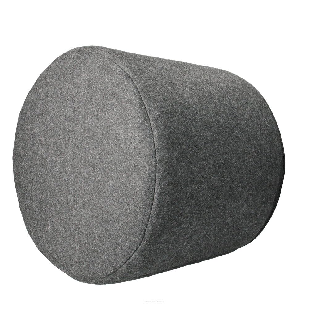 Pouf en feutre Bertoni 40 x 40 cm Rond Anthracite Housse amovible Lavable