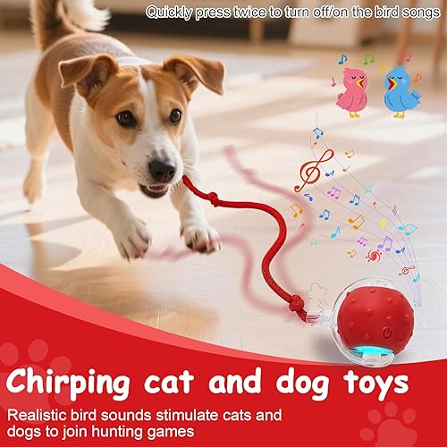 Miniatura 5 de Juguete interactivo inteligente para gatos y perros, persecución automática de 360, con sonidos de pájaros y activación de movimiento, diseñado para