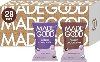 MadeGood Granola Bites Variety Pack: Chocolate Chip & Mixed Berry (28 Ct) Gluten-Free Organic Vegan Snacks
