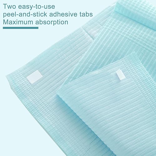 Miniatura 2 de Woanger 100 Pcs Disposable Adult Bibs for Eating 3 Ply Waterproof Bib Adhesive Tab Napkins for Elderly Home Care Personal Use Patients Dentist Nail
