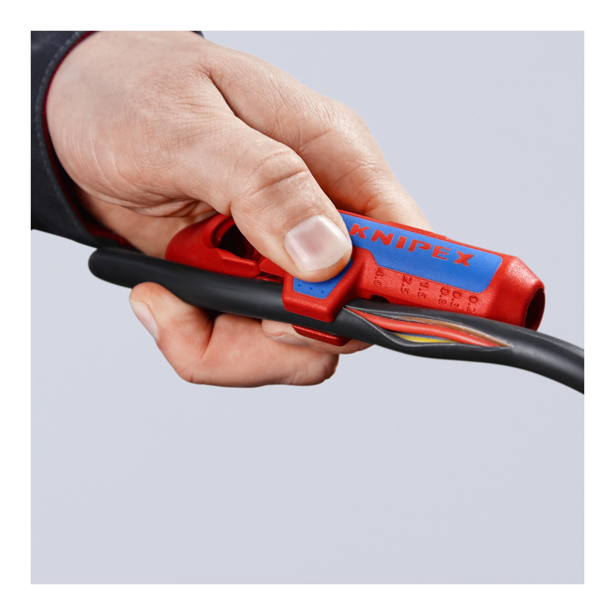 KNIPEX ErgoStrip Pelacables universal para zurdos con cartulinas autoservicio 135 mm, 16 95 02 SB