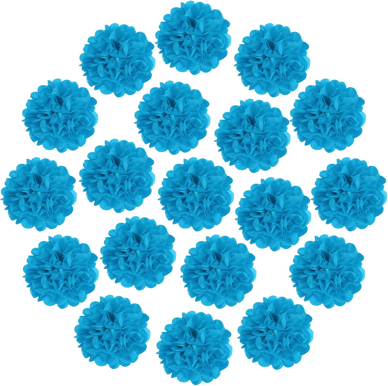 MECCANIXITY 20Pcs Tissue Paper Pom Poms, 12 Inch Colorful Large Paper Flowers Wall Decorations for Fiesta Party Birthday Wedding Sky Blue