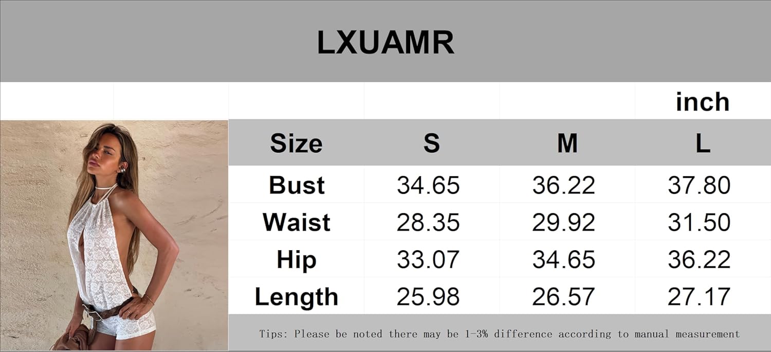 Jumpsuits for Women Sexy Lace Cut Out Halter Jumpsuit Backless Bodycon Shorts Romper Party Club Outfits