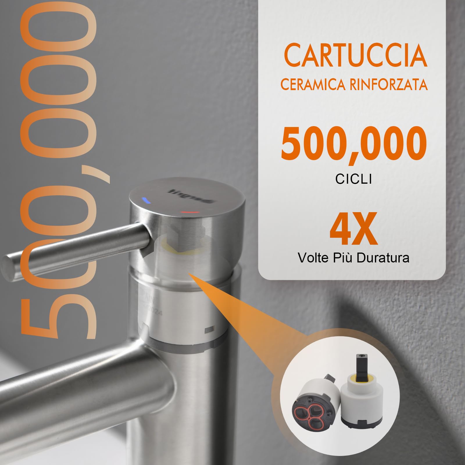 Ibergrif Rubinetto Bagno Lavabo Monocomando, Design Moderno in Acciaio Inox Antimpronta Grigio, Facile Installazione, M11103