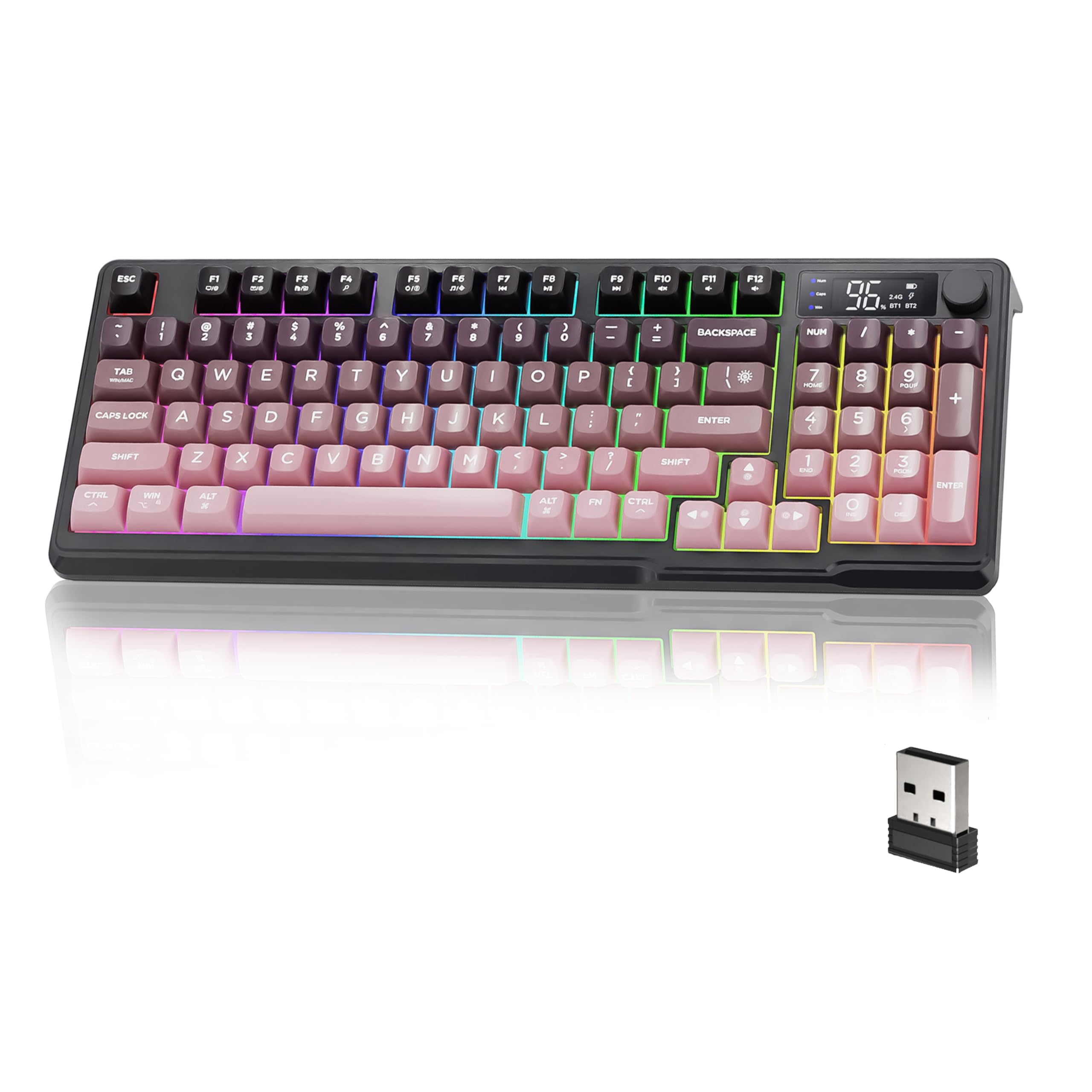 ATTACK SHARK M96 ゲーミングキーボード、メンブレンキーボード、ワイヤレス2.4G/Bluetoothダブルモード無線キーボード