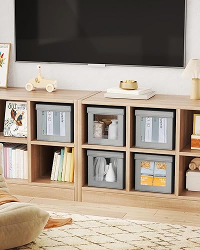 Miniatura 7 de Contenedores de almacenamiento plegables con tapas, cajas de almacenamiento plegables decorativas con ventana lateral, cajas de armario de 15