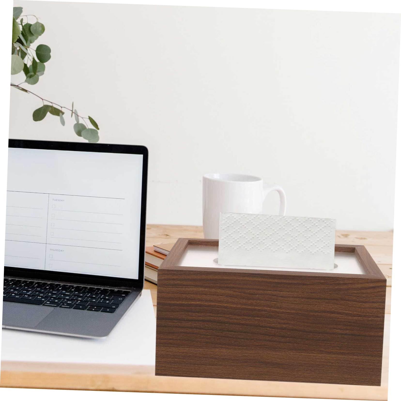 TOYANDONA Vintage Taschentuchbox Walnuss Holzdesign Großer Taschentuchspender für Wohnzimmer und Bad Kompakter Serviettenhalter mit Praktischem Stauraum