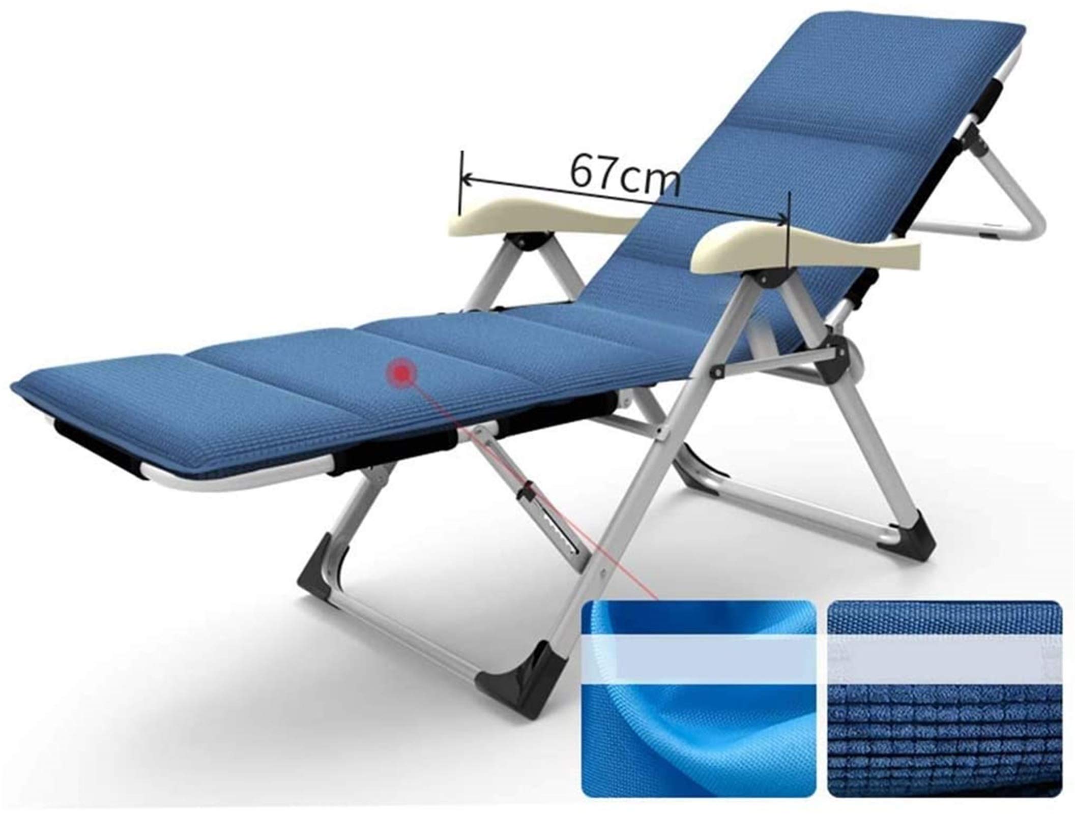 Chaise longue pliante inclinable et réglable avec coton
