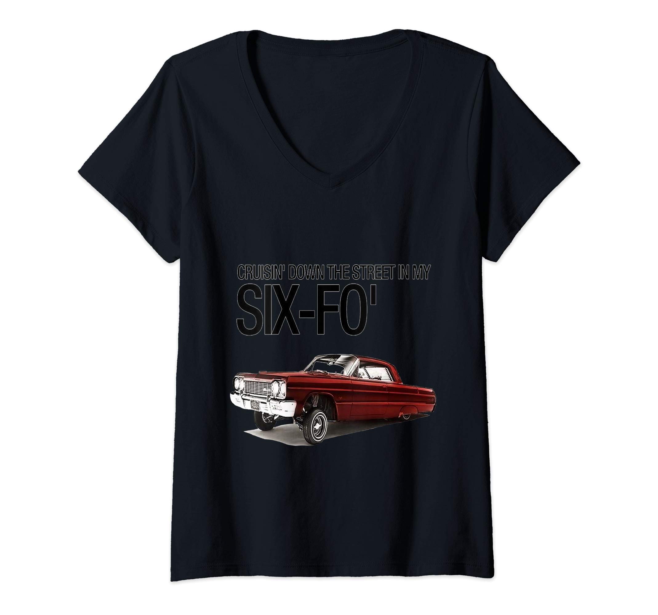 Womens Cruisin' Down The Street In My Six-Fo' Lowrider V-Neck T-Shirt