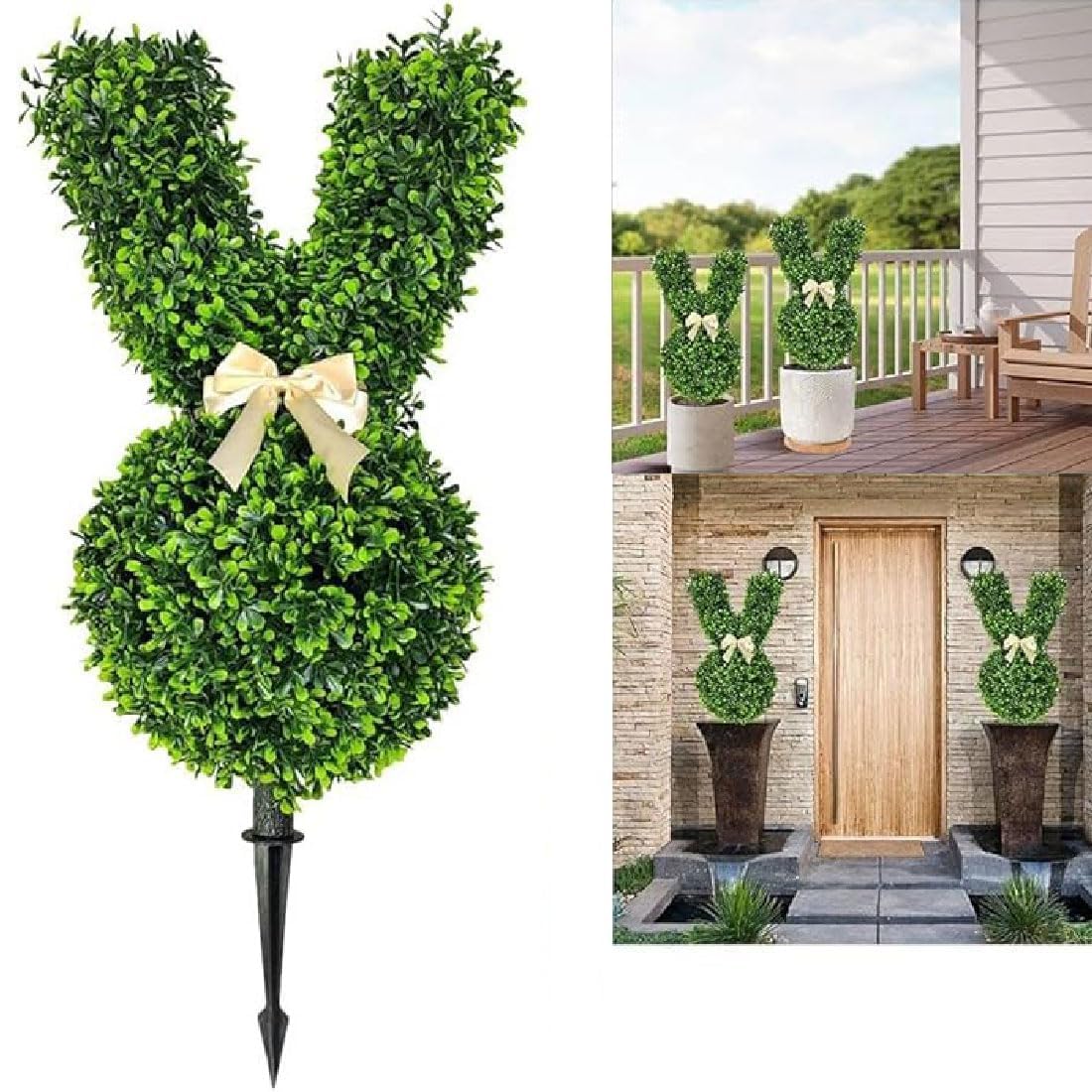Topiary Bunnies Tree 2025 Easter Artificial Bunny-Shaped Topiary Tree Pot For Easter Porch Decor Uv-Resistant, Indoor & Outdoor Garden Decor (55cm)