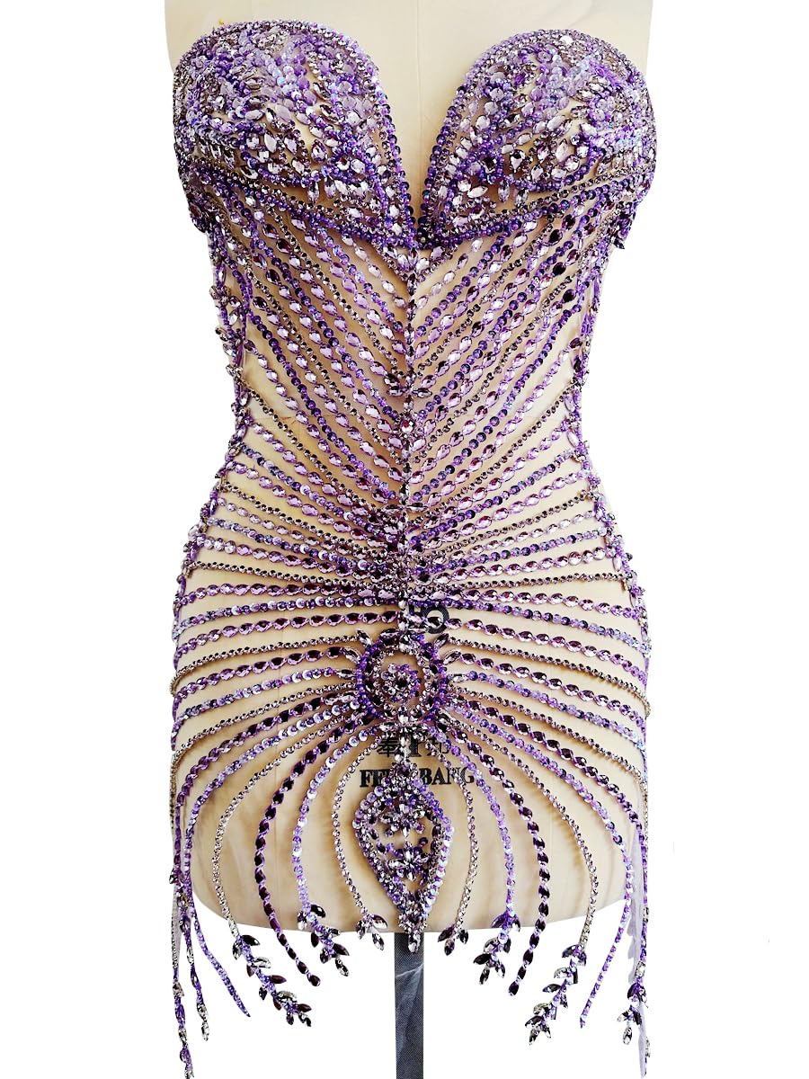 Aplique de diamantes de imitación cuentas de cristal moradas para coser en ropa