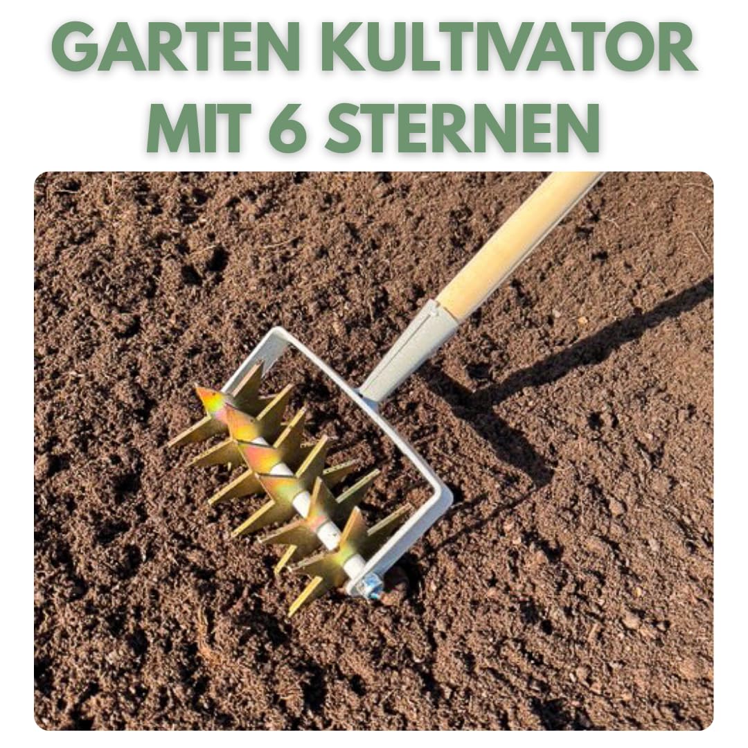21 cm Kultivator Garten mit 6 Sternen, Gartenfräse, Gartenkralle, Sternfräse 1-Reihe, Rollkultivator, Gartengerät EU-Produktion TMX