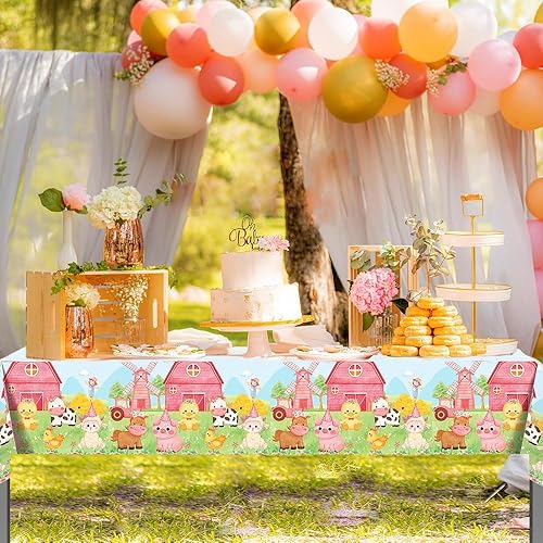 Miniatura 4 de 3 manteles de plástico desechables para fiesta de animales de granja, decoración de fiesta de granero (51 x 87 pulgadas)