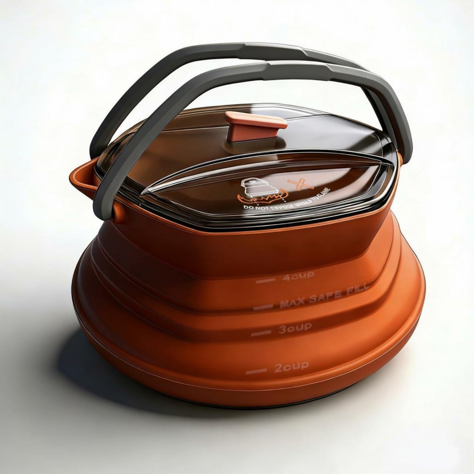 Bollitore da Viaggio Pieghevole Bollitore Portatile Bollitore Campeggio Teiera Trekking in Silicone per Caffè Tè Pasti Disidratati Coperchio, Marrone Bombay