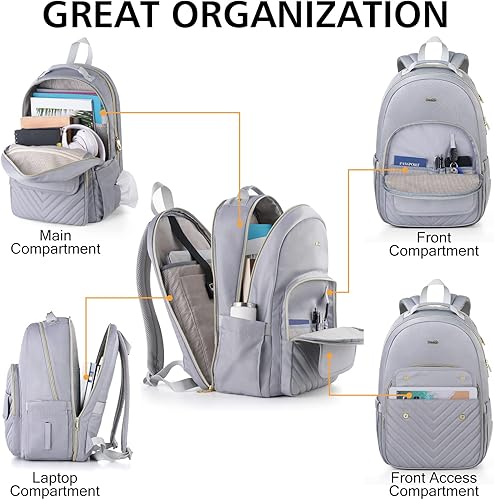 Miniatura 4 de Mochila para laptop para mujer, mochila de viaje de 15.6 pulgadas para mujer, mochila de escuela universitaria con orificio de carga USB, mochilas