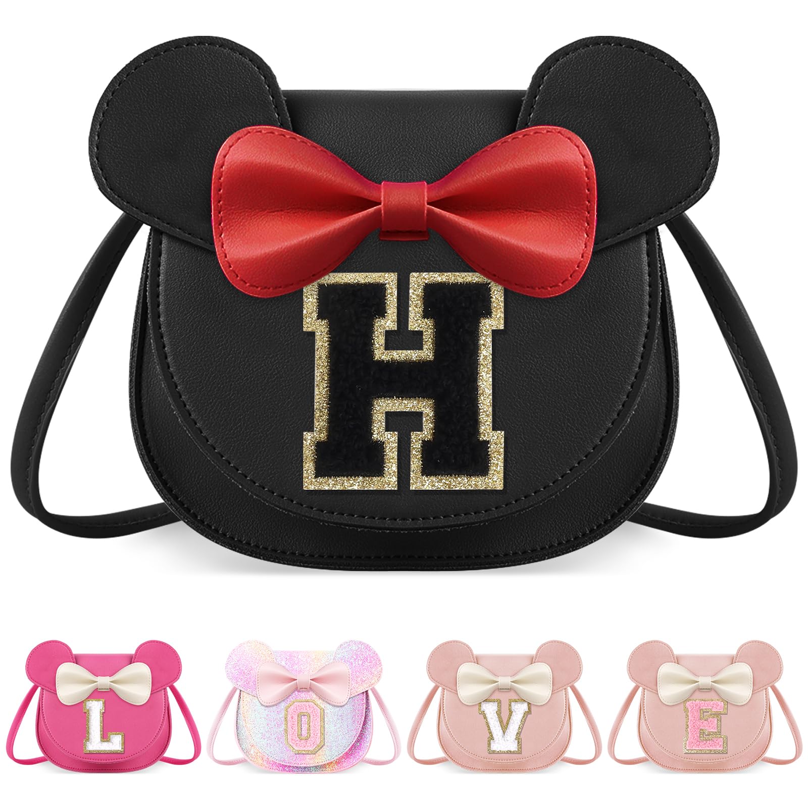 Little Girl Toddler Purse - Cute Mouse Ear Bow Crossbody Bag for 2-8 Year Olds - Birthday Gift