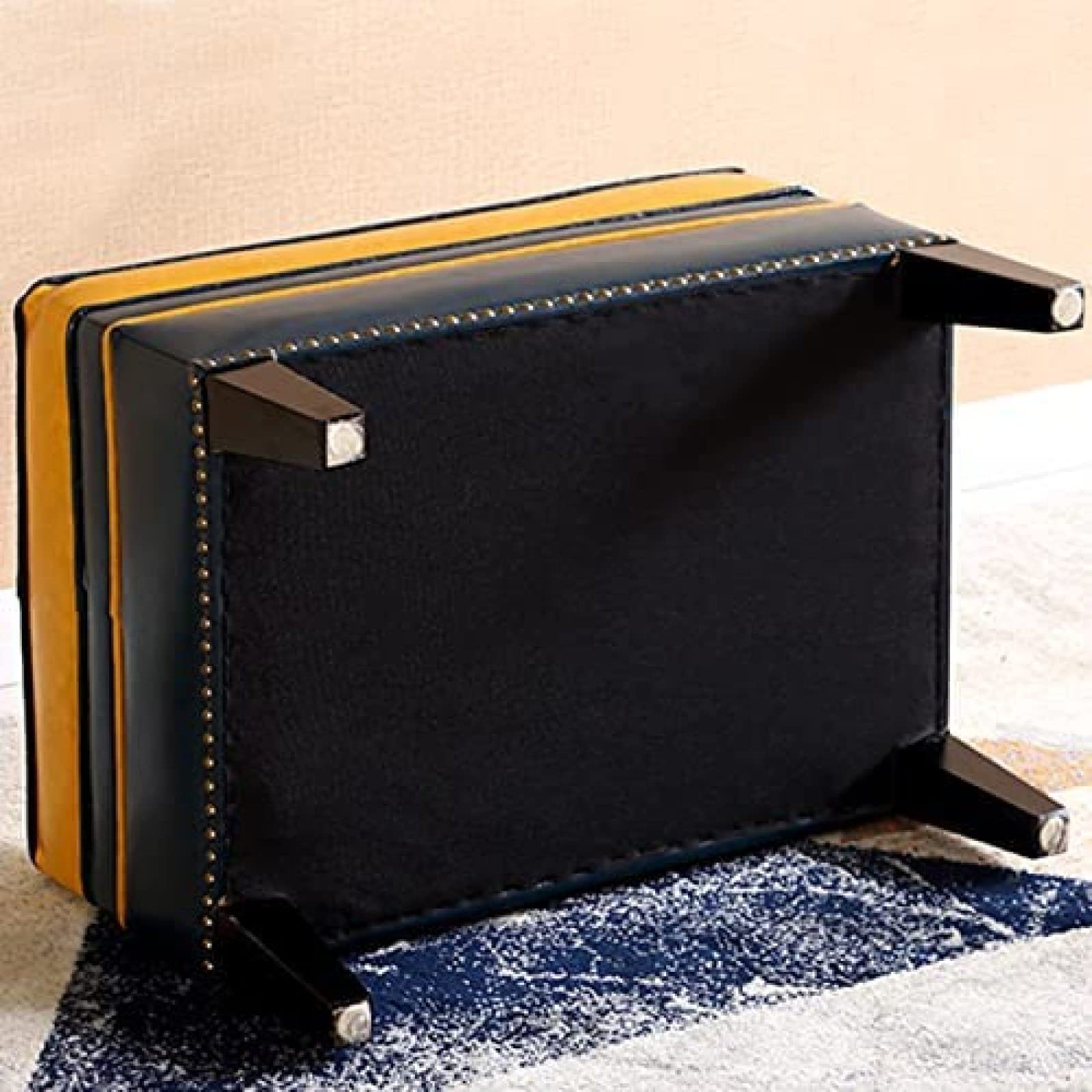 Banco De Almacenamiento Rectangular De Gran Capacidad con Patas De Madera, Taburete Cómodo para Reposapiés para Banco De Entrada Al Extremo De La Cama,Amarillo,100X40X42Cm