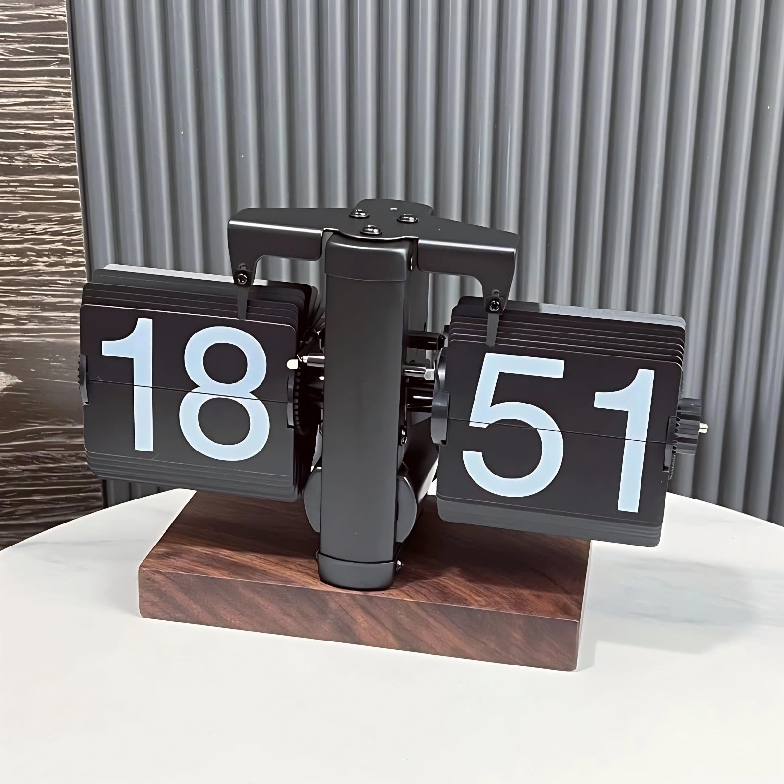 Greensen Flip Uhr Retro Digitale Wanduhr Batterie betrieben Tischuhr Große Zahlen Sichere Basis Kreative Flip Clock Desk Clock für Zuhause Büro Schule Hotel Café (Black)