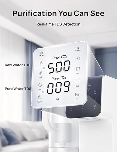 Miniatura 6 de Dreo Filtro de agua para encimera, purificador de ósmosis inversa con sistema de filtración RO de 7 etapas, jarra de agua portátil, reduce TDS PFAS,