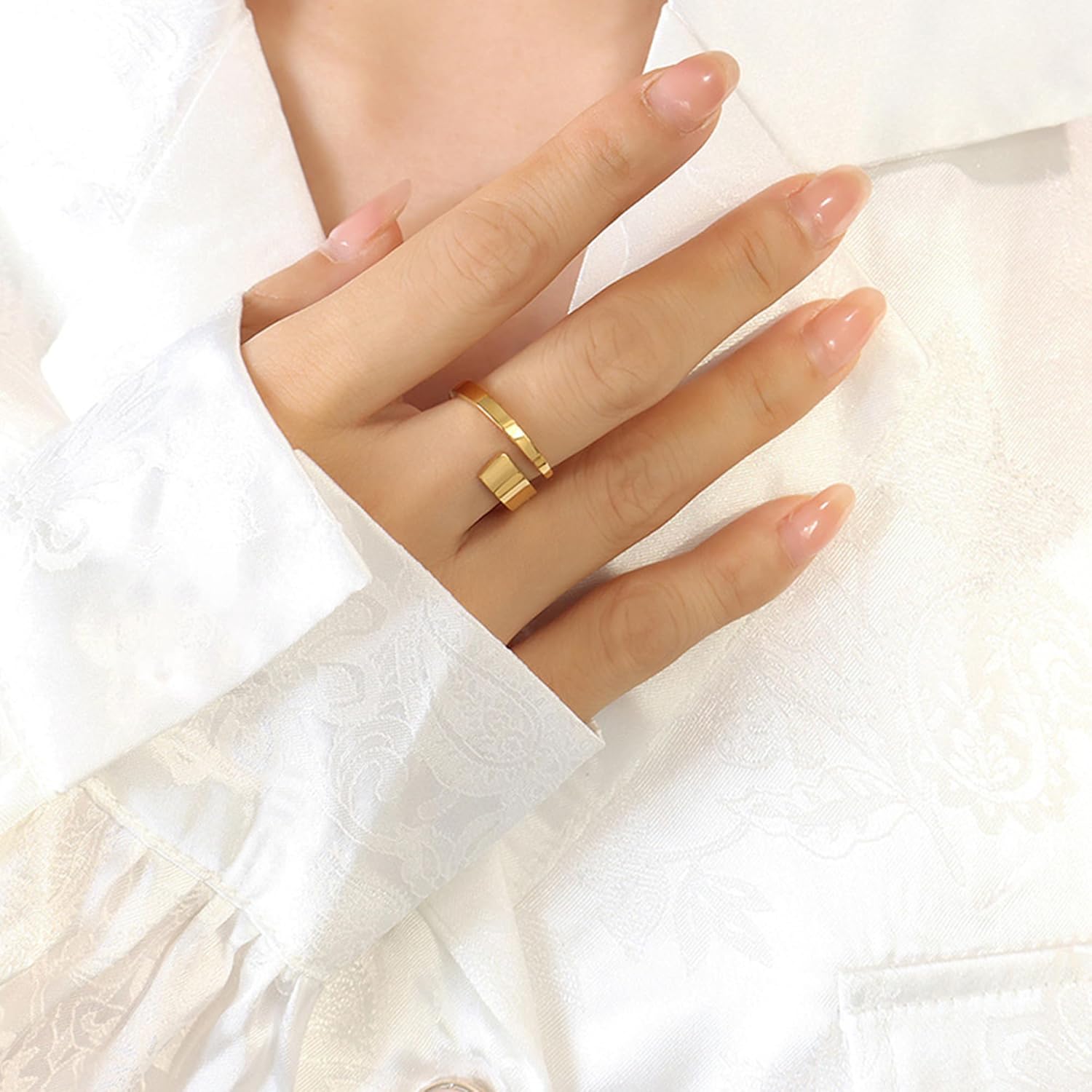 18K Gold Plated Simple Open Ring For Women Dainty Band Stackable Rings Statement Ring Finger Jewelry Gift - Image 2