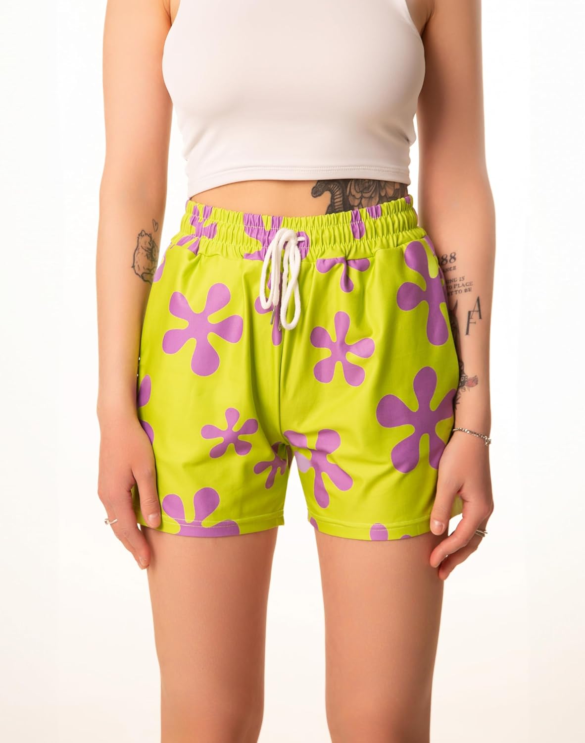 Lime Green Purple Star Shorts Trunks for Womens Adult Teens - Swim Suit Pink Halloween Costume Cosplay - Image 2