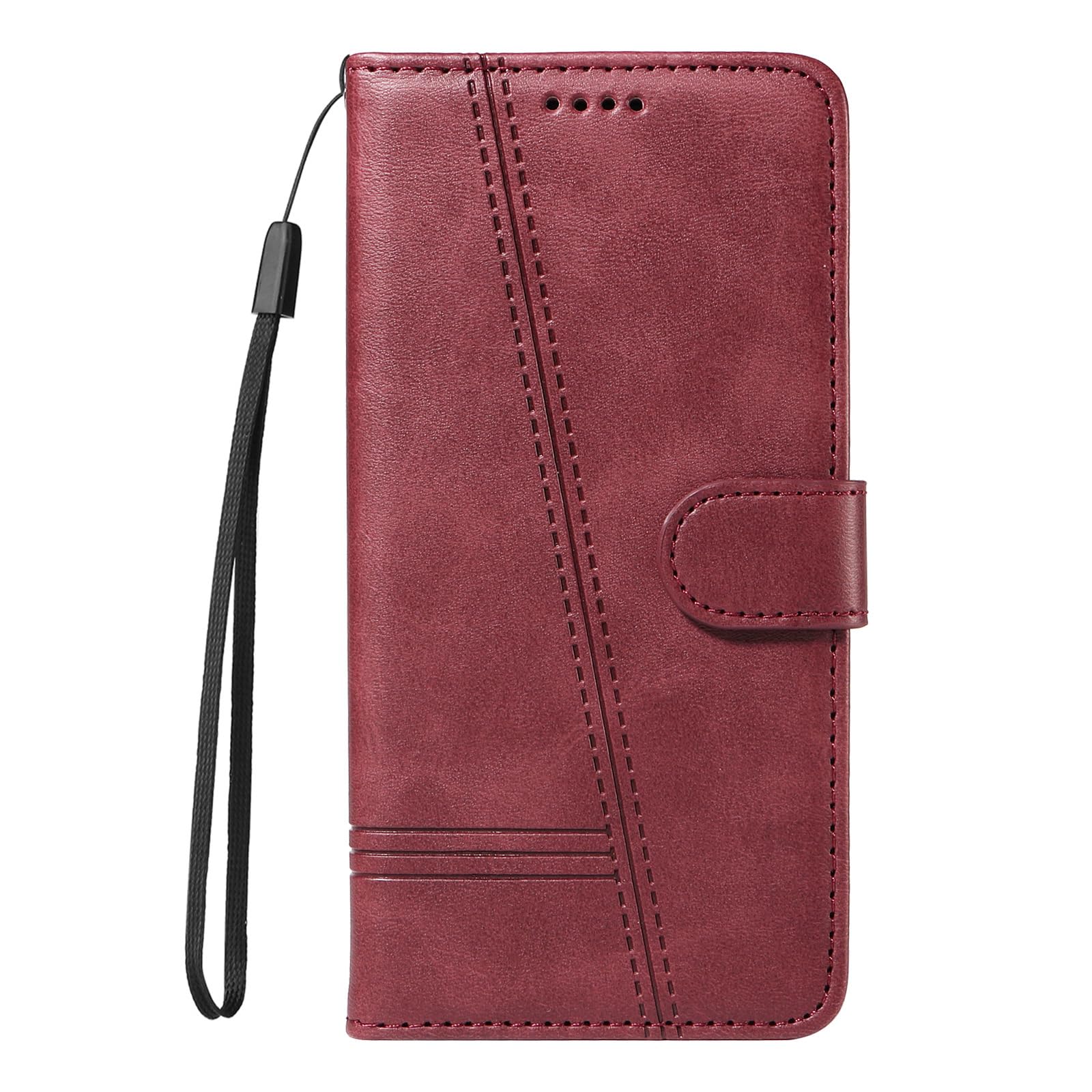 Etui z klapką do telefonu Samsung Galaxy S25 Ultra/S25 Plus/S25, skórzane etui portfelowe na telefon z stojakiem na karty, etui foliowe, odporne na wstrząsy, tworzywo TPU, czerwone, S25plus