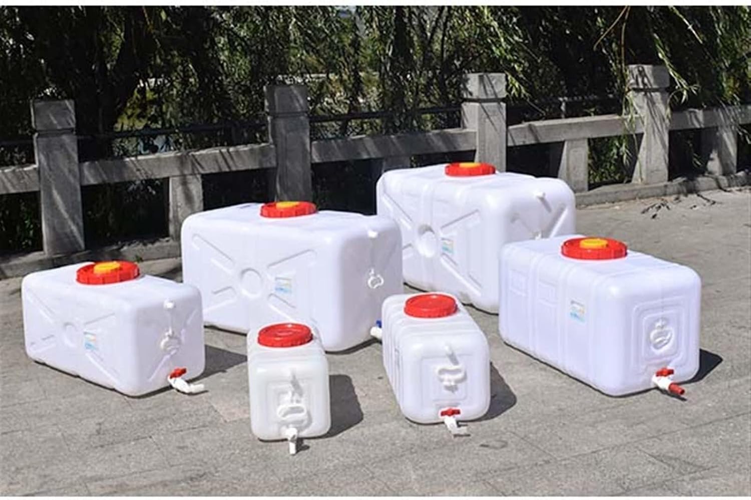 Outdoor Multifunctional Water Tank Portable Bucket Container Plastic Bucke Horizontal Square Storage for Irrigation, Thickened Pure