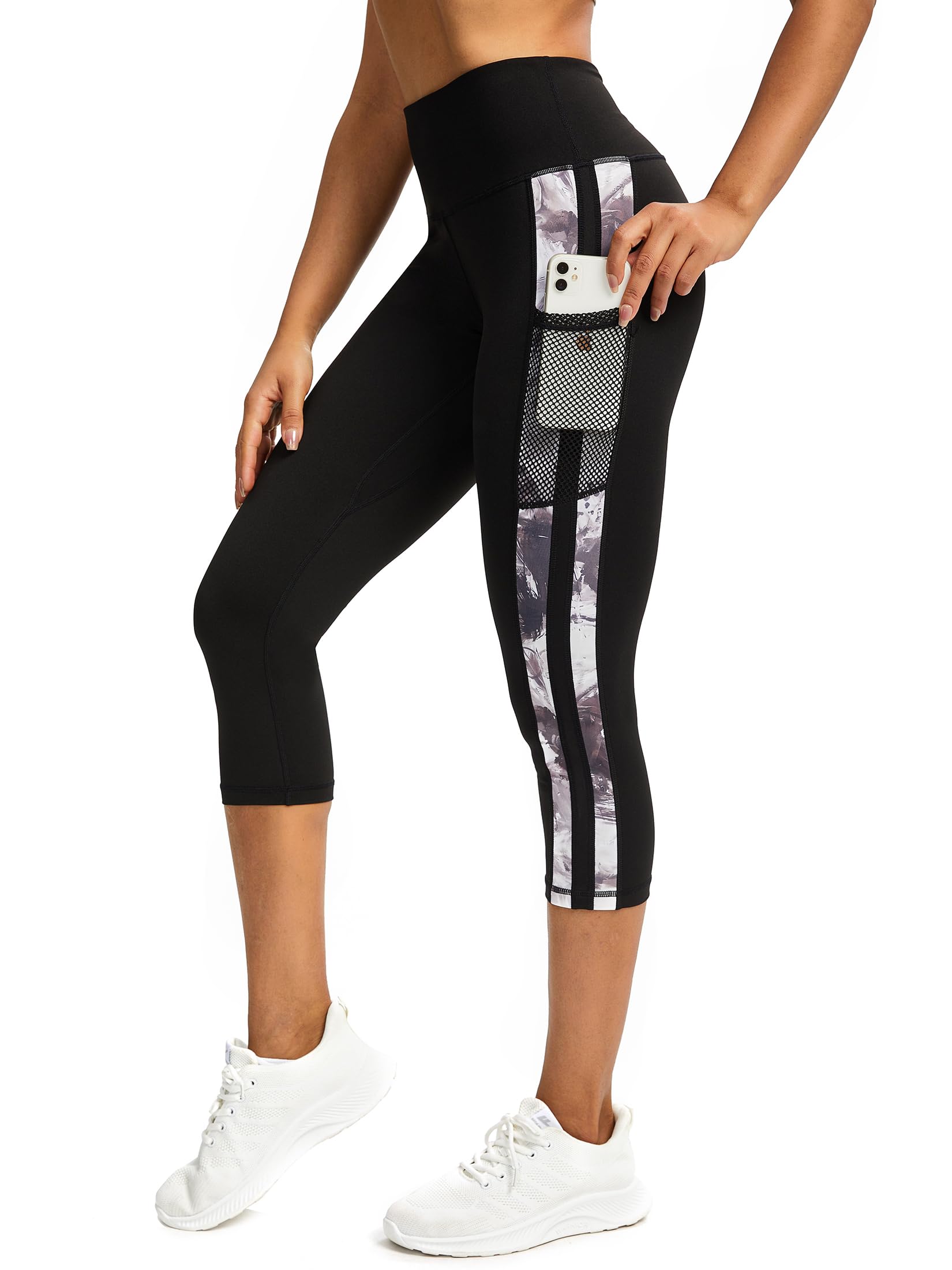 Leggings para mujer 3/4 pantalones de chándal para mujer con bolsillos, pantalones deportivos para mujer, 3/4 opacos, pantalones de fitness para mujer
