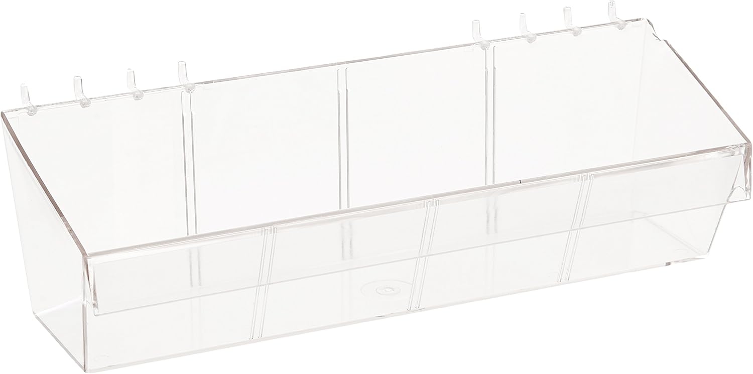 Azar Displays 556114 13" W Acrylic Bin for Pegboard/Slatwall (4 Pack)