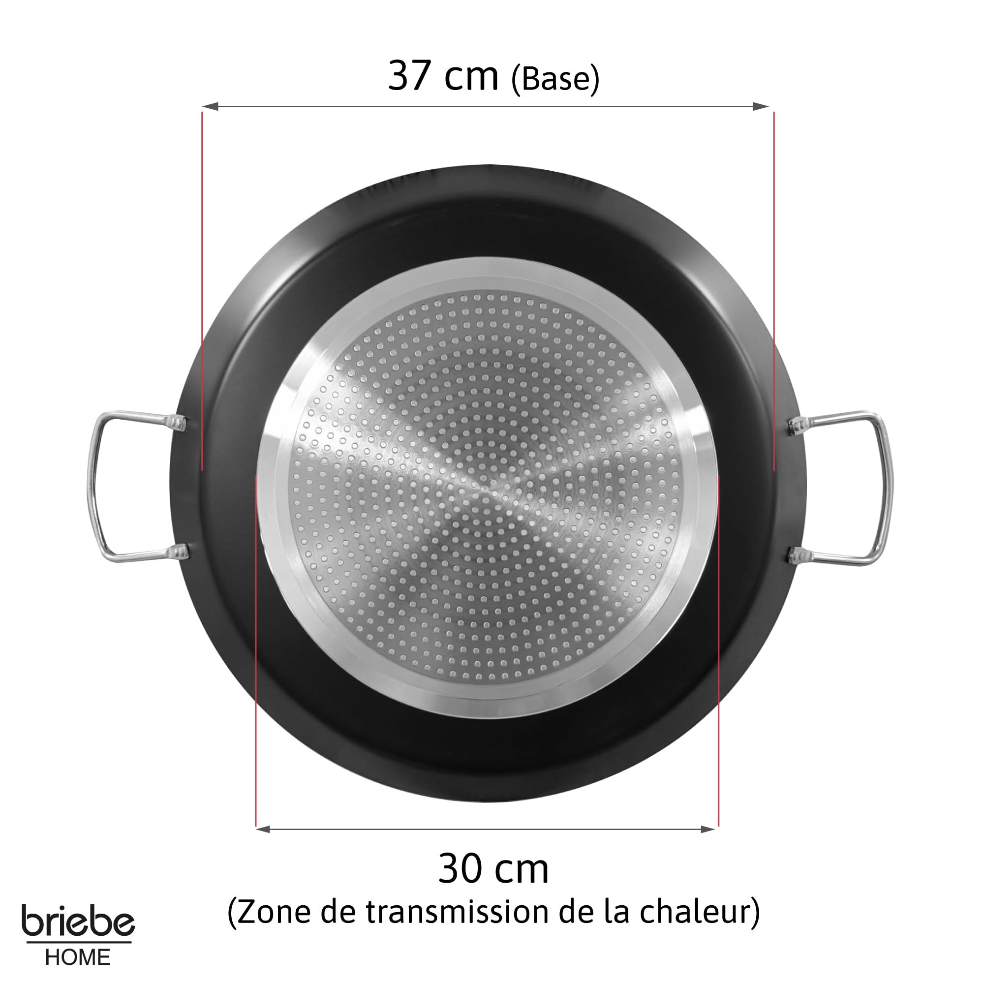 briebe Zafran Poêle à paella à induction anti-adhésive ILAG écologique sans PFOA, épaisseur 3 mm, aluminium pressé, convient à toutes les cuisines, vitrocéramique, gaz, four 46 cm