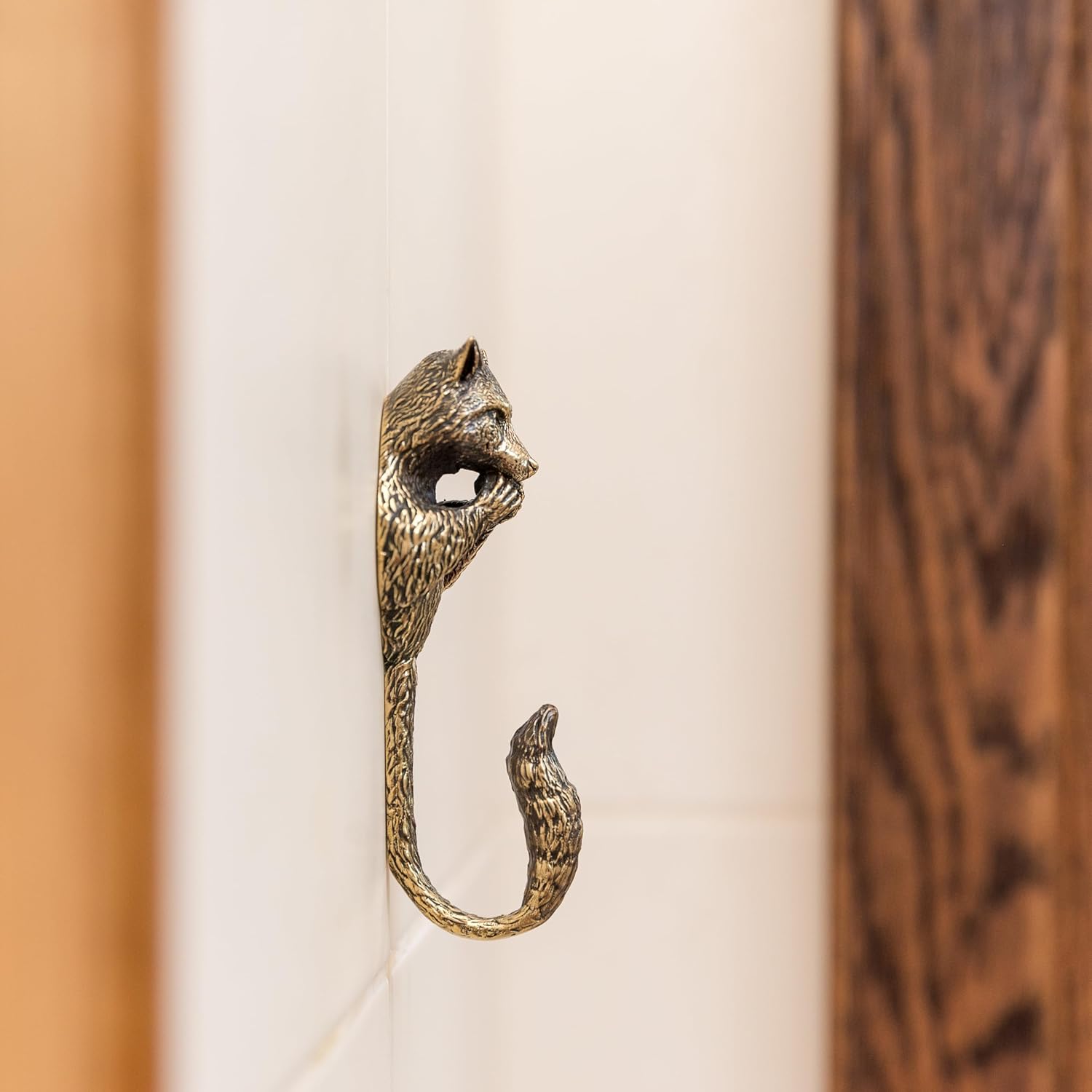 Raccoon Hanger Holders Storage Racks. Handmade. for Kitchen Living Room Bathroom Bars Hotels. Rack Hangers for Hanging Coats Towels Keys Hats Purse Backpacks. Unique Design. Brass