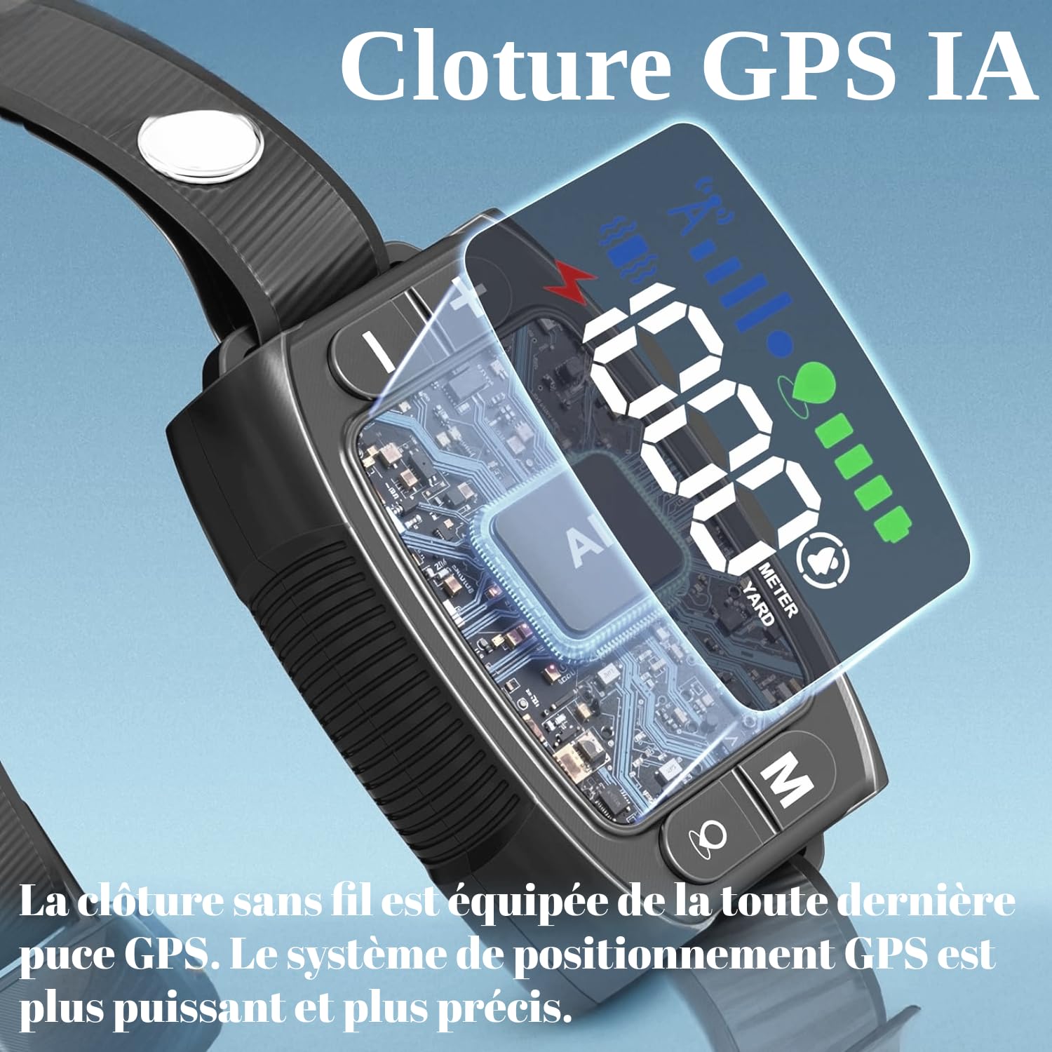 Clôture électrique sans Fil GPS pour Chien, clôture Intelligente de 4e génération, portée de 33 à 999 m, système Anti-Fugue contrôlé par IA, étanchéité IPX7, clôture électrique pour Chien