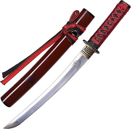 Hejiu Hademade - Mini katana tanto Samurai pequeña espada corta 1095 de acero de alto carbono, espada completa, afilada, funcional, práctica, varios