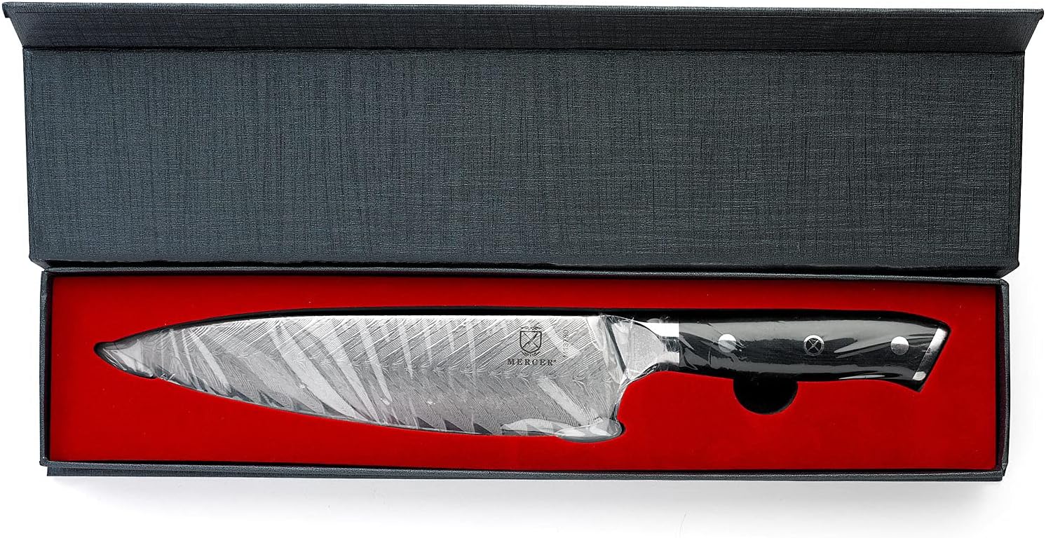 Mercer Culinary M13780 Premium Grade Super Steel, 8-Inch Chef's Knife w/Leaf Pattern Blade, G10 Handle