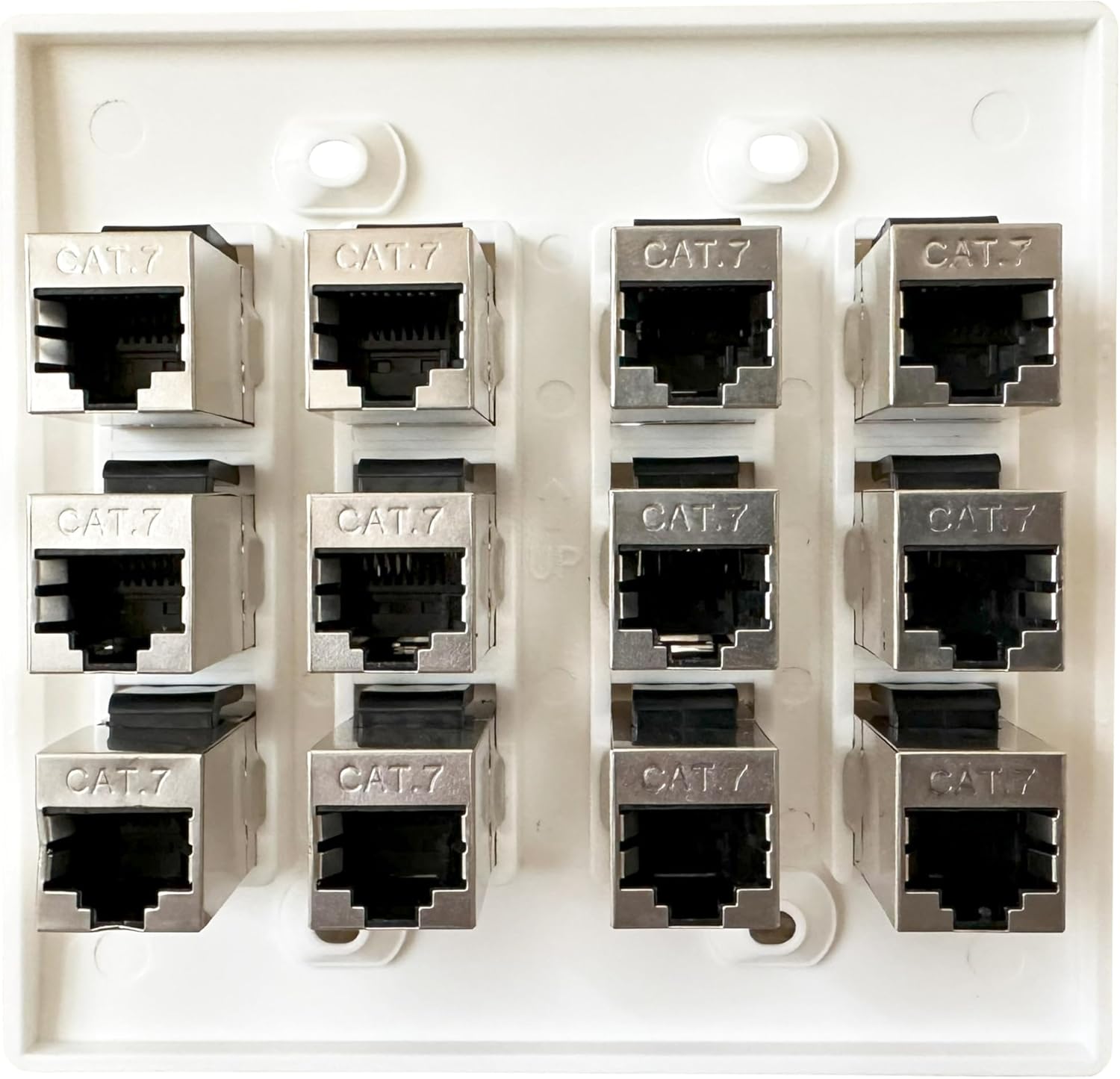 Cat7 Wall Plate - RJ45 Ethernet Wall Outlet, Female to Female Cat 7 Plate, for Network Setup - White (12 Port)