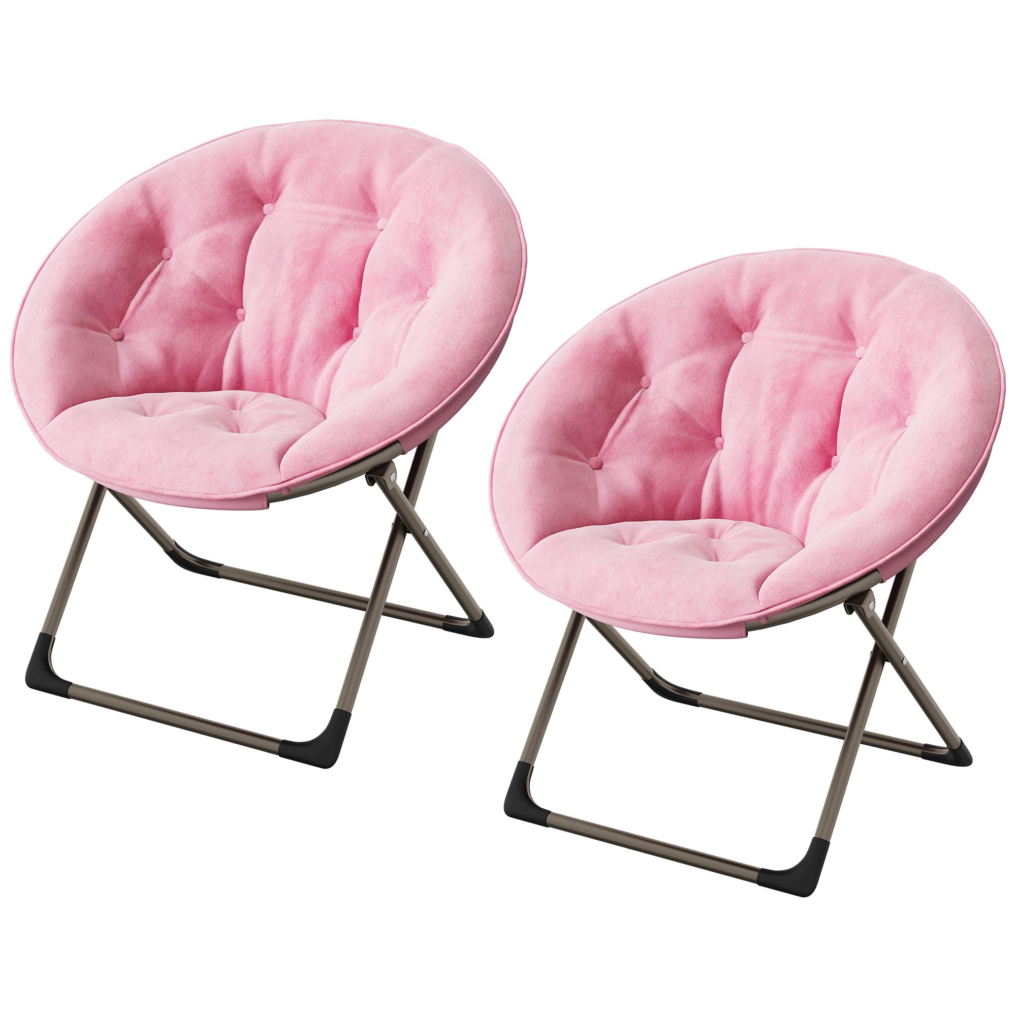Garvee Silla Moon Plegable de Felpa Suave para Dormitorio - Estructura Metálica Resistente - Oversize y Cómoda - Ideal para Adultos, Adolescentes y Niños - Lectura y Descanso - Rosa con Patas Doradas