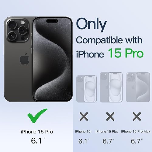Miniatura 2 de JETech Funda galvanizada para iPhone 15 Pro de 6.1 pulgadas, protección completa para lente de cámara, compatible con carga inalámbrica MagSafe,
