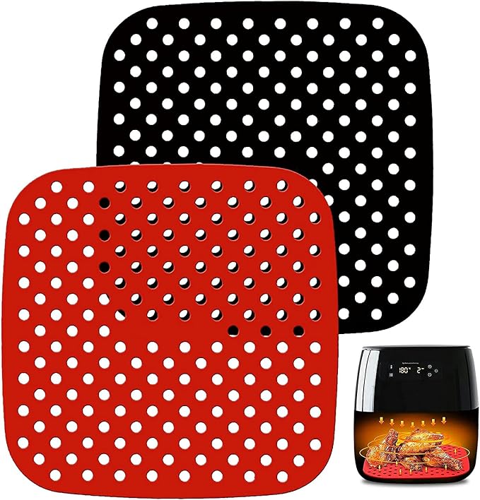 Silicone Air Fryer Liners, 2PCS Original Reusable Square Air Fryer Liners, NonStick Silicone