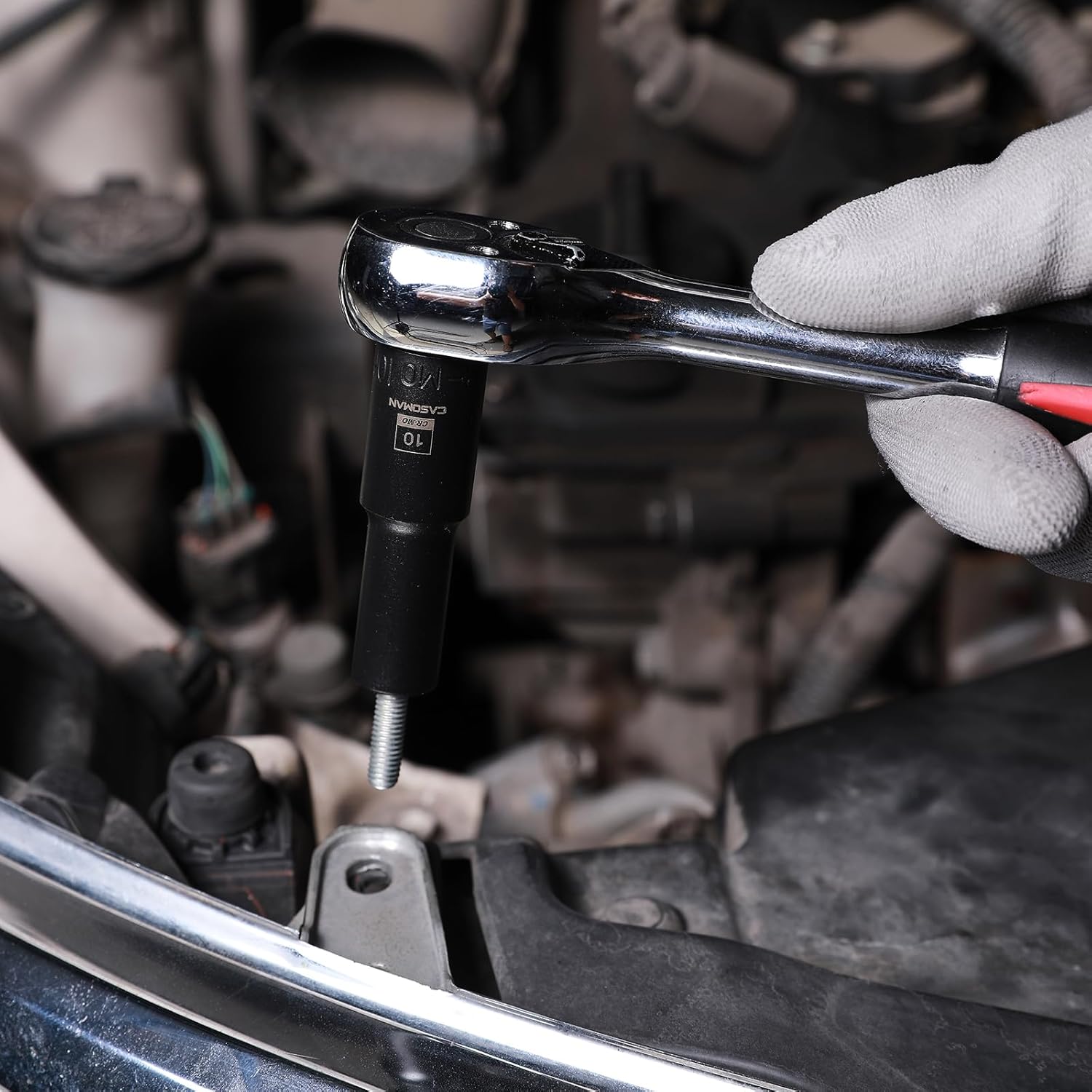 CASOMAN 13PCS 3/8"Drive Magnetic Impact Socket Set, Deep, 6-Point, Metric, 7mm to 19mm, CR-MO