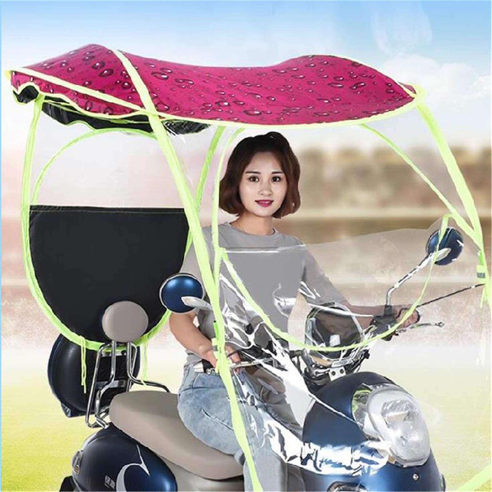 FAXIOAWA Parapioggia, parapioggia per Bici da Ciclismo elettrica Universale Pieghevole parapioggia, Tenda da Sole a baldacchino per Auto a Batteria Impermeabile, Rosa, A (Viola A)