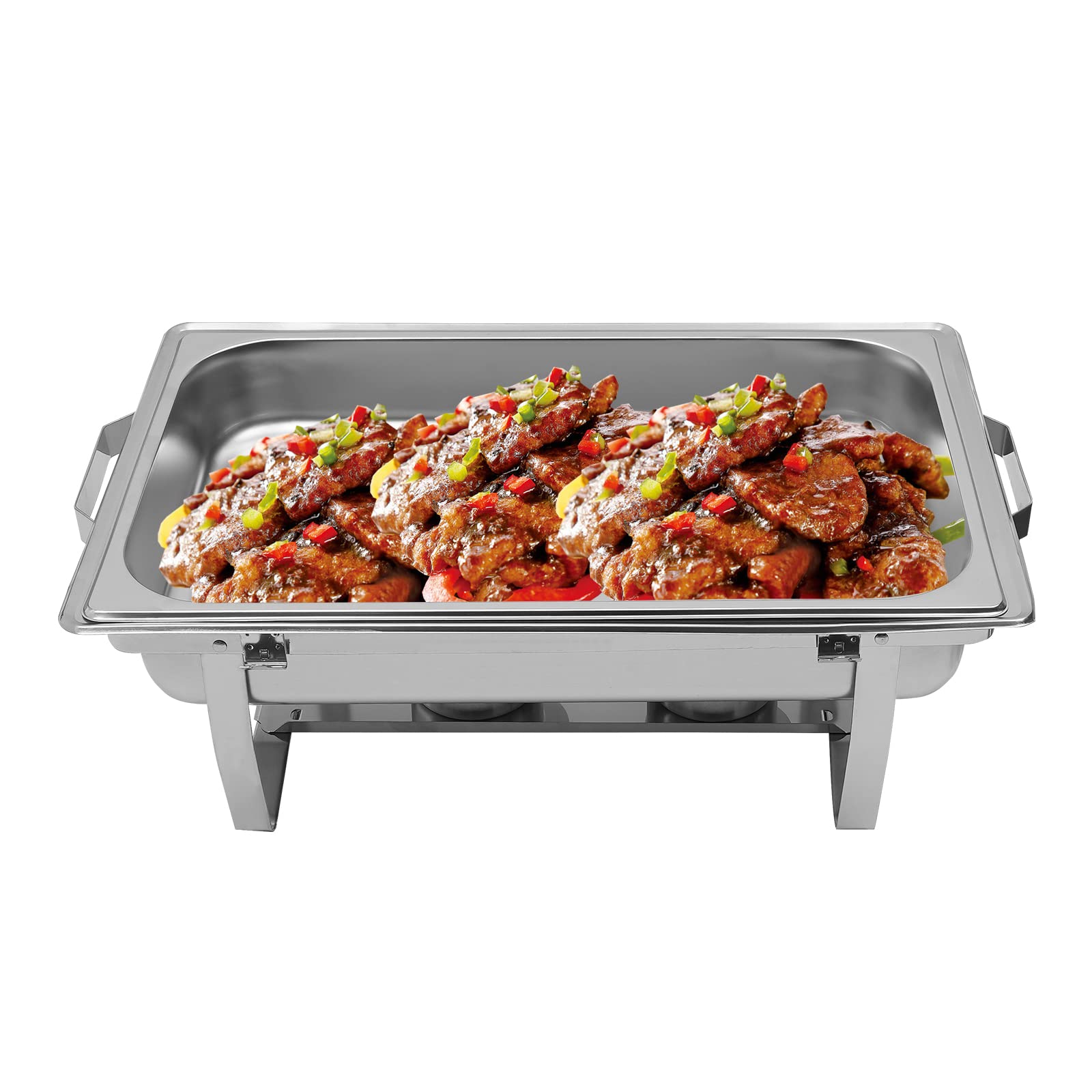 9l Chafing Dish - Scaldapiatti in acciaio inossidabile, piatto piatto piatto in acciaio inox, con coperchio scaldabagno piatto rettangolare per buffet riscaldati