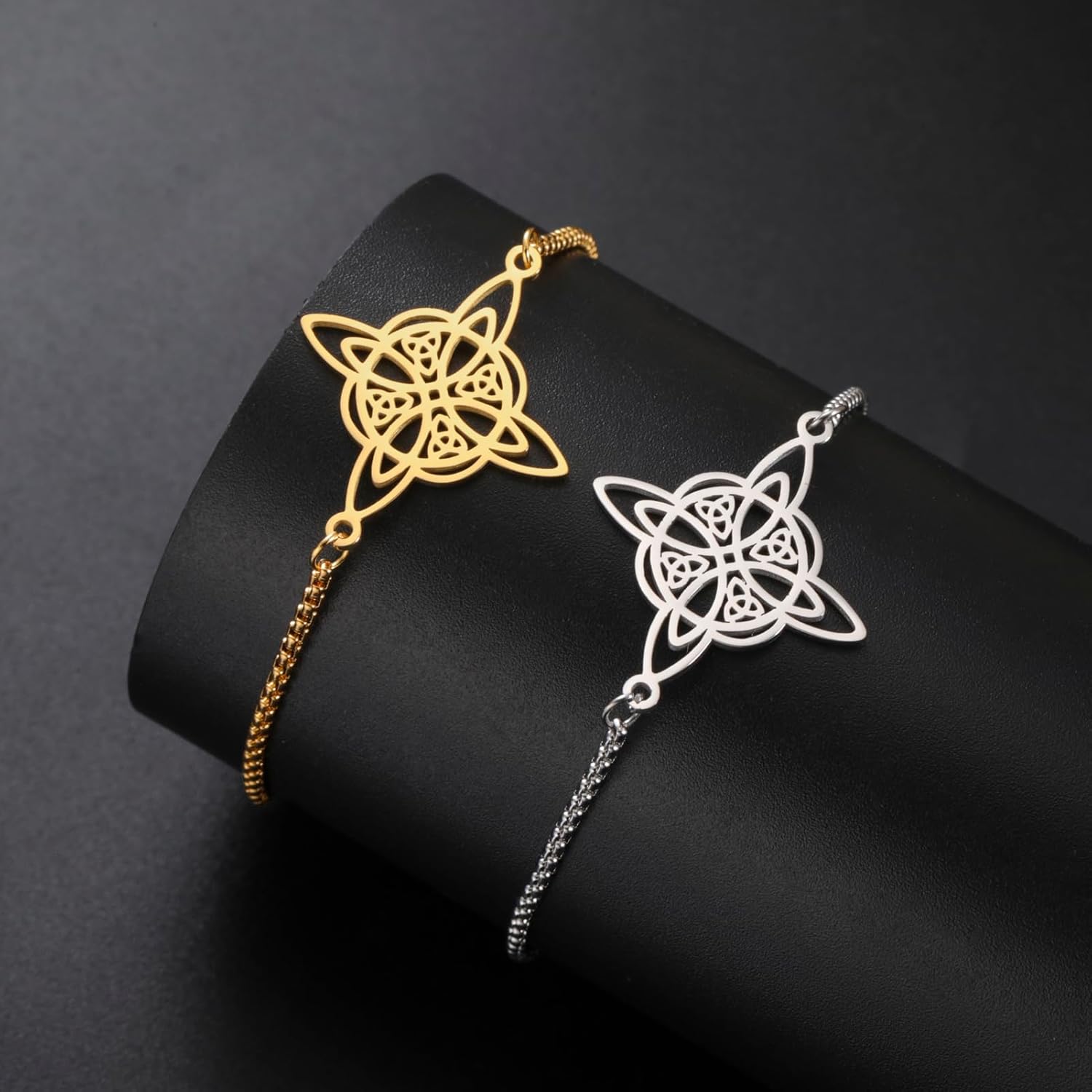 TEAMER Adjustable Witches Knot Bracelet Stainless Steel Celtic Knot Box Chain Bracelet Amulet Vintage Jewelry for Women - Image 6