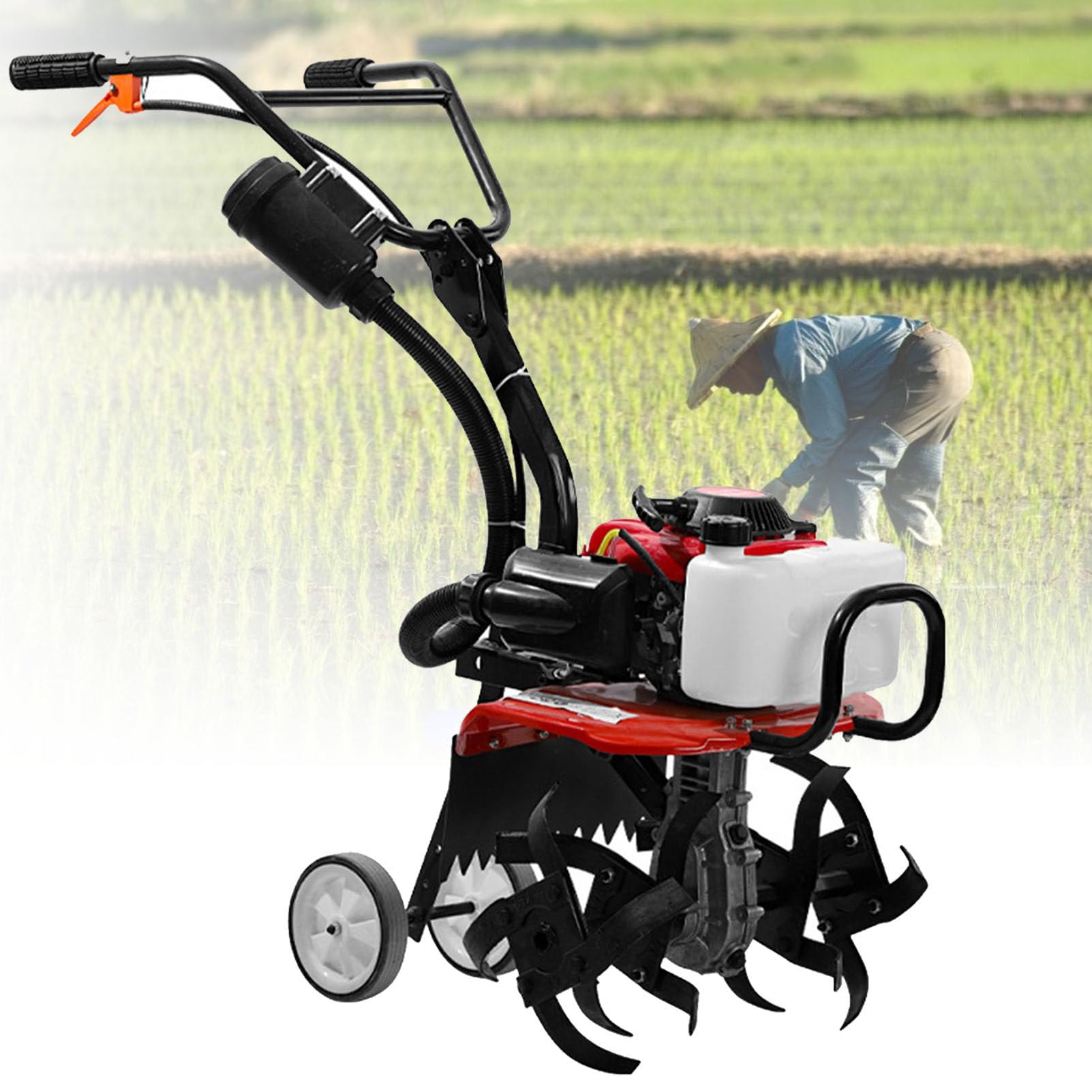 KJZQXYX Garden Tiller, Handheld Cultivator, Cordless Tiller Cultivator Rotavator,for Ploughing Yard and Farm
