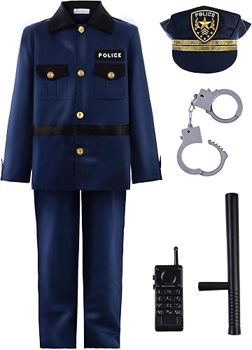 ReliBeauty Disfraz de policía para niños, disfraz de Halloween para niños