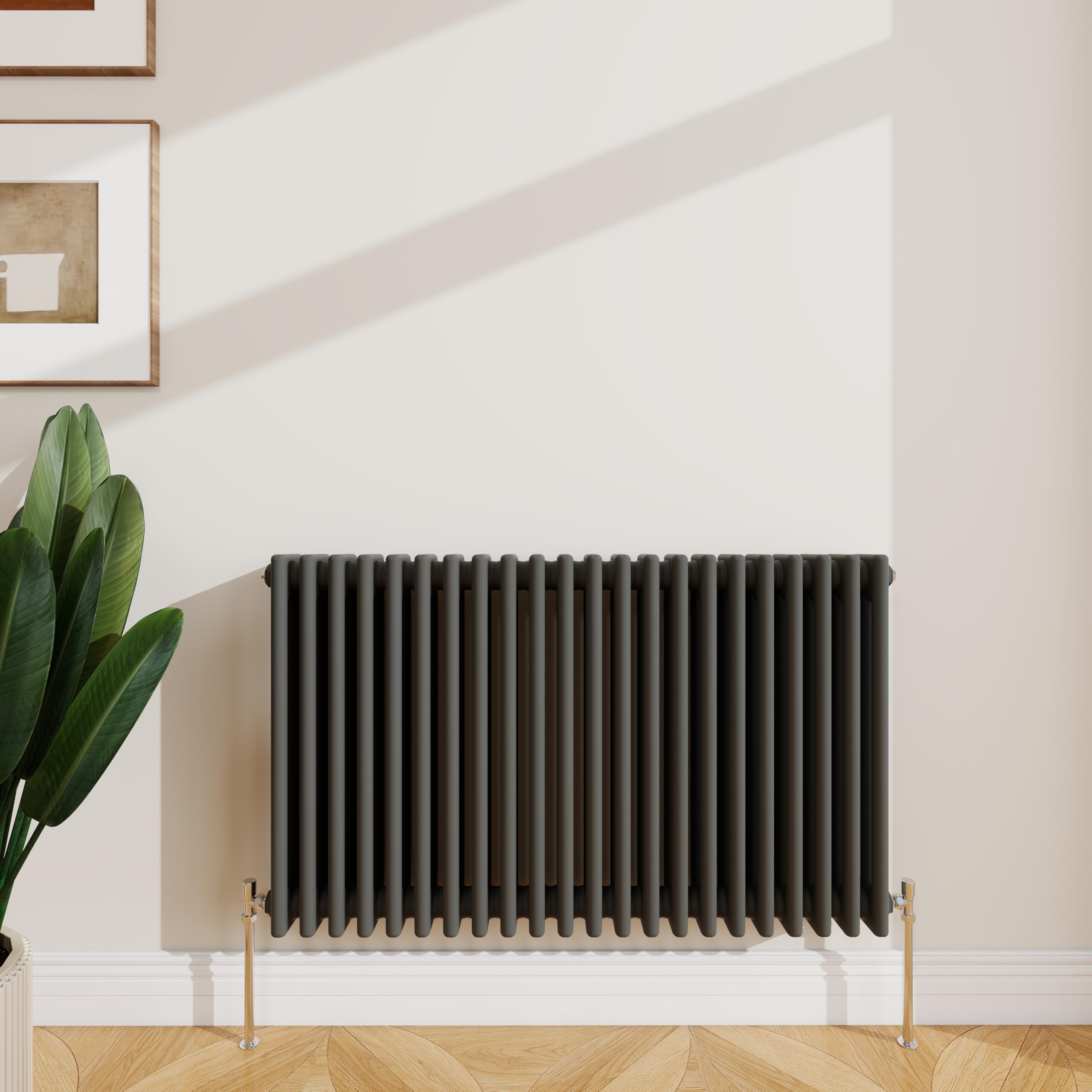 SLINE SANITARY 600x1010mm Cast Iron Style Traditional 3 Column Horizontal Anthracite Central Heating Radiator