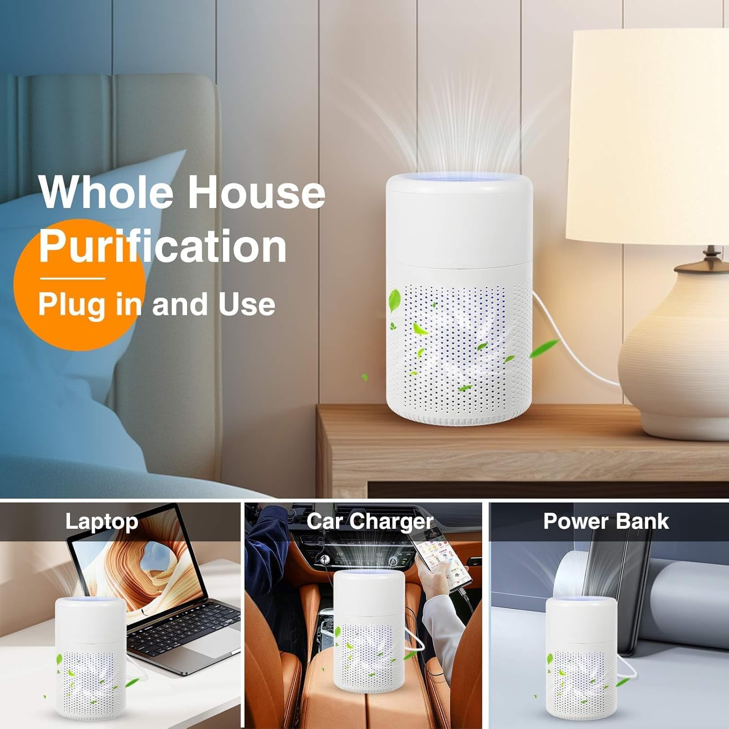 Air Purifiers for Bedroom & Home with H13 HEPA Filters, Quiet HEPA Filter Cleaner with Aromatherapy for Better Sleep, Air Frenshener, Allergies, Dust, Pet Dander, Odour, Smoke, Office 1