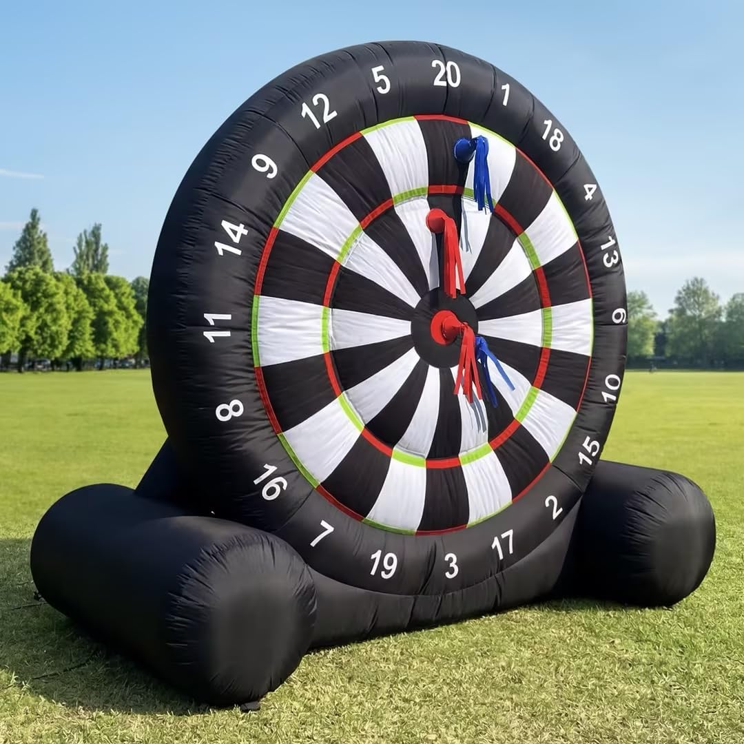 Inflatable Soccer Dart Board Giant Outdoor Soccer Dart Board with UL Blower, Portable Blow Up Games for Gym Camp Yard Sport Game(Black)