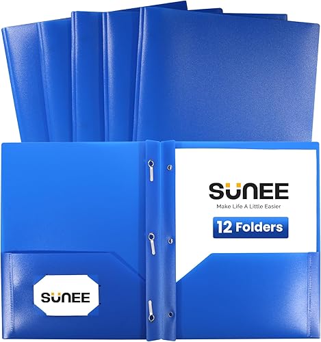 Vista 40 de SUNEE Paquete de 12 carpetas de plástico color negro con bolsillos y clavijas, tamaño carta, 9 x 11.5 pulgadas