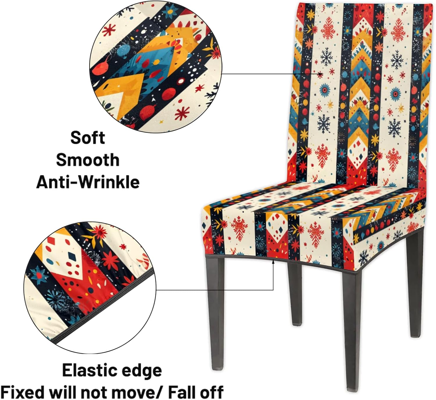 QsirBC Bohemian Snowflake Stretch Dining Room Chair Covers Set of 4 Chair Slipcovers Removable Washable Kitchen Seat Covers Chair Protectors for Hotel Party Wedding